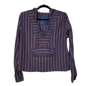 AMERICAN EAGLE OUTFITTERS Striped Cotton Pull Over Hooded Top